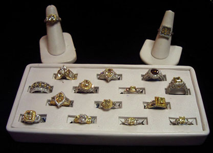 Canary and White Diamond Rings